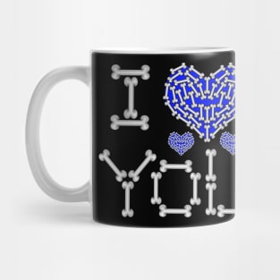 I Love You - Skeleton Bones & Blue Heart Mug